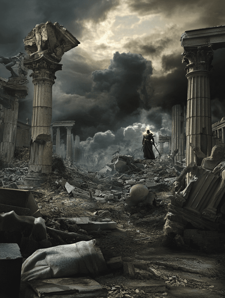 L'homme au milieu des ruines